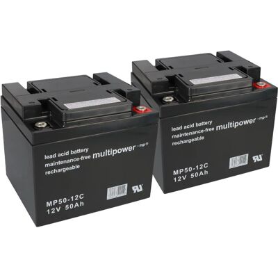 Multipower - 2x12V 50Ah - 24V - AGM - Batterie Multipower - 2x12V 50Ah - 24V - AGM - Batterie