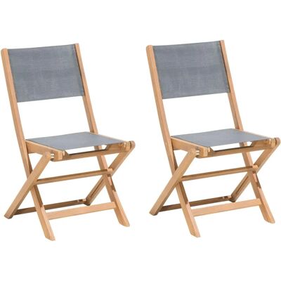 Beliani Set of 2 Garden Chairs - Acacia Wood Grey PVC Fabric Folding Outdoor - Garden Chairs Beliani Set of 2 Garden Chairs - Acacia Wood Grey PVC Fabric Folding Outdoor - Garden Chairs