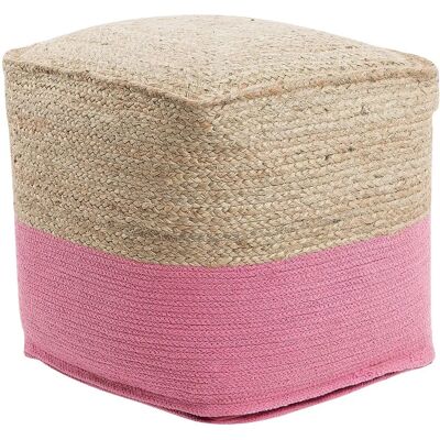 Beliani Pink Jute Pouf - Boho Stil Quadrat 44x44cm Beliani Pink Jute Pouf - Boho Stil Quadrat 44x44cm