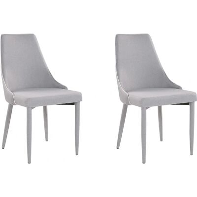Beliani Set di 2 sedie in tessuto grigio chiaro CAMINO - Sedie da pranzo Beliani Set di 2 sedie in tessuto grigio chiaro CAMINO - Sedie da pranzo