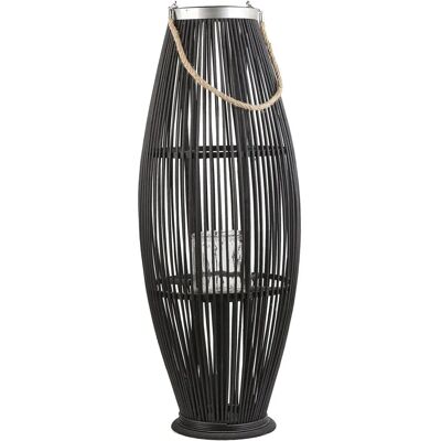 Beliani Lanterne Noire Saule 84 cm Décoration Boho - Publicité Beliani Lanterne Noire Saule 84 cm Décoration Boho - Publicité