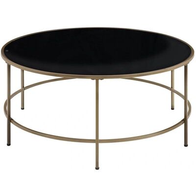 Table basse en verre noir et cadre doré - Beliani - Publicité Table basse en verre noir et cadre doré - Beliani - Publicité