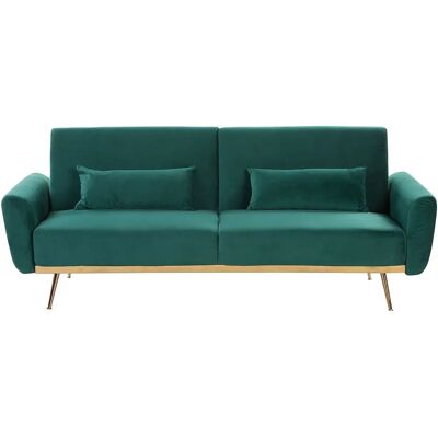 Beliani Sofá Cama Verde Terciopelo 3 Plazas - Sofa Bed Beliani Sofá Cama Verde Terciopelo 3 Plazas - Sofa Bed