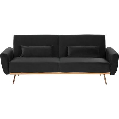 Sofá cama de terciopelo negro 3 plazas - Sofá Cama Sofá cama de terciopelo negro 3 plazas - Sofá Cama