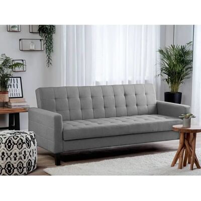 Beliani Sofá Cama Gris Claro - Tapizado Acolchado - 3 Plazas - Sofá Cama Beliani Sofá Cama Gris Claro - Tapizado Acolchado - 3 Plazas - Sofá Cama