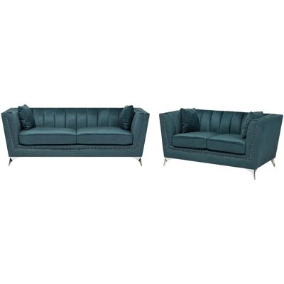 Conjunto de Sofás de Terciopelo Azul Verde - Estilo Moderno Conjunto de Sofás de Terciopelo Azul Verde - Estilo Moderno