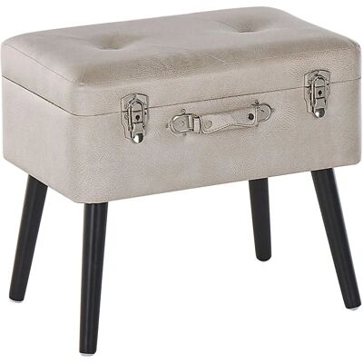 Beliani MALLARD Sgabello con Spazio di Stoccaggio - Pelle Sintetica Beige Beliani MALLARD Sgabello con Spazio di Stoccaggio - Pelle Sintetica Beige