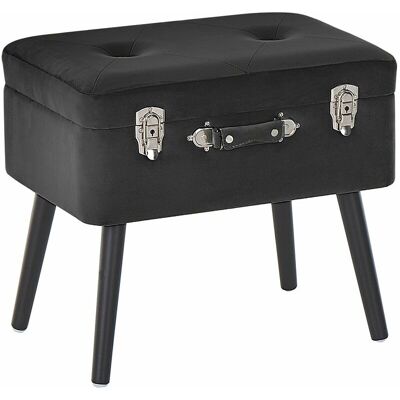Taburete de almacenaje Beliani MALLARD negro de terciopelo - Taburete, Terciopelo, Negro, Diseño de maleta Taburete de almacenaje Beliani MALLARD negro de terciopelo - Taburete, Terciopelo, Negro, Diseño de maleta