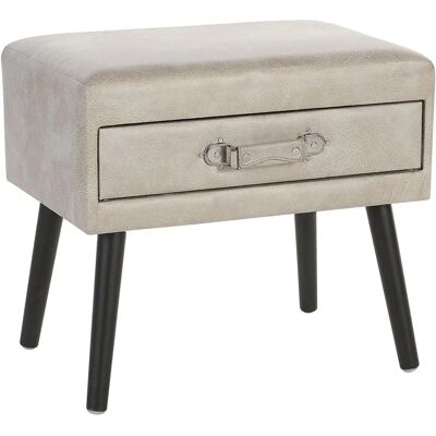 Mesita de noche Beliani con almacenaje - Piel sintética beige - 46x50x35cm - Mesita de noche Mesita de noche Beliani con almacenaje - Piel sintética beige - 46x50x35cm - Mesita de noche