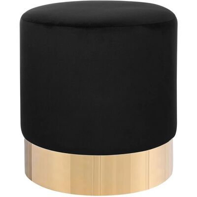Beliani Otomán de Terciopelo Negro Redondo Taburete Glam - Otomán Beliani Otomán de Terciopelo Negro Redondo Taburete Glam - Otomán