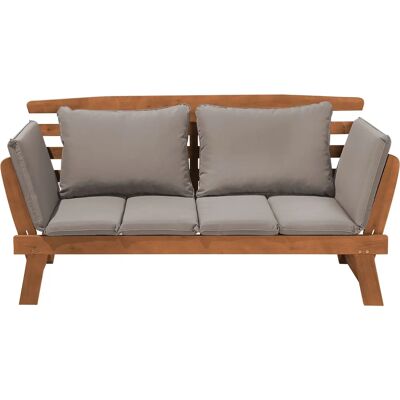 Banquette de jardin PORTICI 210 cm Bois Marron Clair avec Coussin - Garden Bench - Publicité Banquette de jardin PORTICI 210 cm Bois Marron Clair avec Coussin - Garden Bench - Publicité