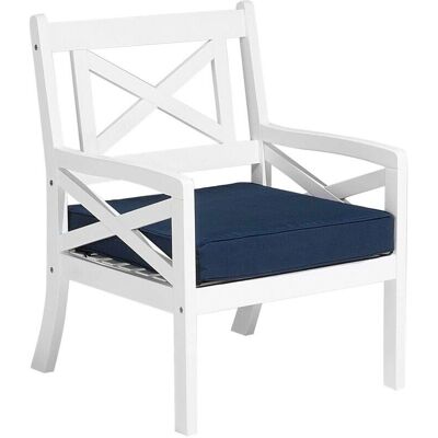 Sedia da Giardino Blu Navy Beliani - Legno di Acacia con Cuscino - Arredo da Giardino Sedia da Giardino Blu Navy Beliani - Legno di Acacia con Cuscino - Arredo da Giardino