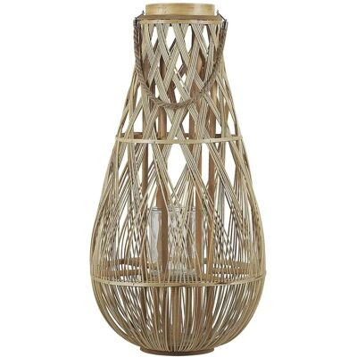 Beliani Linterna de Madera de Bambú TONGA - 77cm - Interior y Exterior - Estilo Escandinavo Boho Beliani Linterna de Madera de Bambú TONGA - 77cm - Interior y Exterior - Estilo Escandinavo Boho