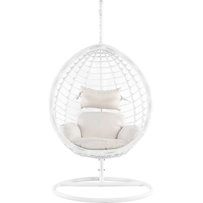 Beliani FANO Chaise Suspendue Blanche avec Support - Décor Boho Moderne - Publicité Beliani FANO Chaise Suspendue Blanche avec Support - Décor Boho Moderne - Publicité