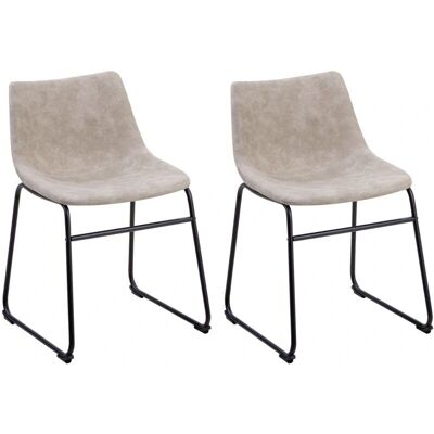 Set di 2 Sedie da Pranzo in Tessuto Beige - Sedie da Pranzo Set di 2 Sedie da Pranzo in Tessuto Beige - Sedie da Pranzo