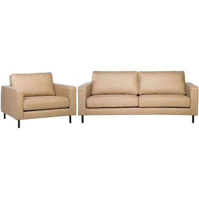 Conjunto Sofá Beige de Cuero Sintético - Beliani Conjunto Sofá Beige de Cuero Sintético - Beliani