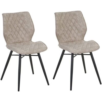 Beliani Set di 2 Sedie da Pranzo - Tessuto Beige Vintage Moderno Beliani Set di 2 Sedie da Pranzo - Tessuto Beige Vintage Moderno