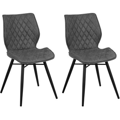 Beliani Set di 2 Sedie da Pranzo Rivestite in Tessuto Grigio Gambe Nere - Sedie da Pranzo Beliani Set di 2 Sedie da Pranzo Rivestite in Tessuto Grigio Gambe Nere - Sedie da Pranzo