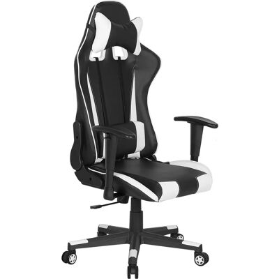Chaise de Gaming Beliani - Similicuir noir et blanc avec accoudoirs réglables - Publicité Chaise de Gaming Beliani - Similicuir noir et blanc avec accoudoirs réglables - Publicité