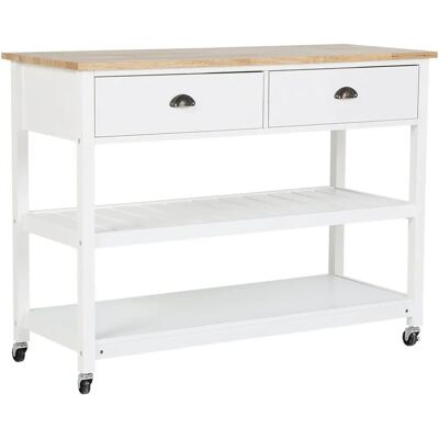 Beliani NAVARINO Kitchen Trolley White - Kitchen trolley with shelves and drawers Beliani NAVARINO Kitchen Trolley White - Kitchen trolley with shelves and drawers
