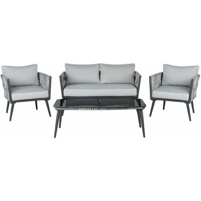 Set da Giardino Beliani - 4 Posti, Grigio, Resistente alle Intemperie Set da Giardino Beliani - 4 Posti, Grigio, Resistente alle Intemperie