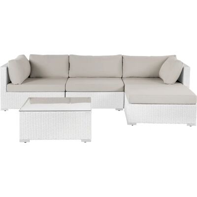 Beliani Set Divano da Giardino Bianco/Beige - Set da Giardino Beliani Set Divano da Giardino Bianco/Beige - Set da Giardino