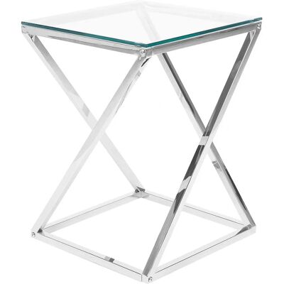 Table d'appoint Beliani Argentée en Verre - Surface Carrée - Publicité Table d'appoint Beliani Argentée en Verre - Surface Carrée - Publicité