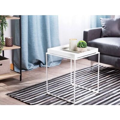 Tavolino Bianco in Metallo Beliani - 50x40cm - Stile Minimalista Tavolino Bianco in Metallo Beliani - 50x40cm - Stile Minimalista
