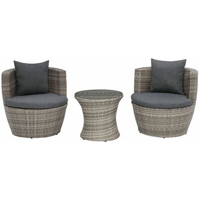 Set da Giardino Beliani - Rattan Grigio Moderno 3 Pezzi Set da Giardino Beliani - Rattan Grigio Moderno 3 Pezzi