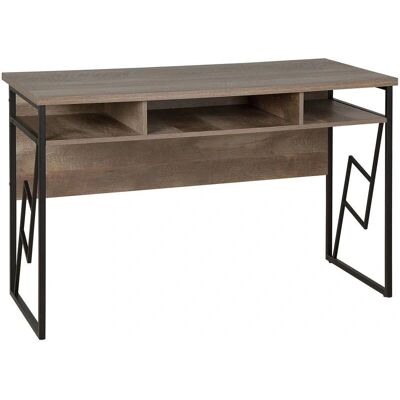 Beliani Scrivania per ufficio a casa Piano in legno scuro Cornice in metallo nero 120 x 60 cm Design industriale Beliani Scrivania per ufficio a casa Piano in legno scuro Cornice in metallo nero 120 x 60 cm Design industriale
