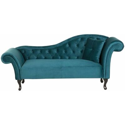 Beliani Sofá Chaise Longue Azul - Tapizado en Terciopelo Beliani Sofá Chaise Longue Azul - Tapizado en Terciopelo