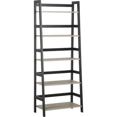 Estantería de Escalera de Madera Clara y Negra - 5 Niveles Estantería de Escalera de Madera Clara y Negra - 5 Niveles
