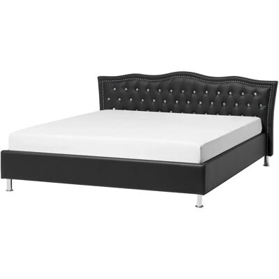 Beliani King Size Sänky Musta Faux Leather - Sänky Beliani King Size Sänky Musta Faux Leather - Sänky