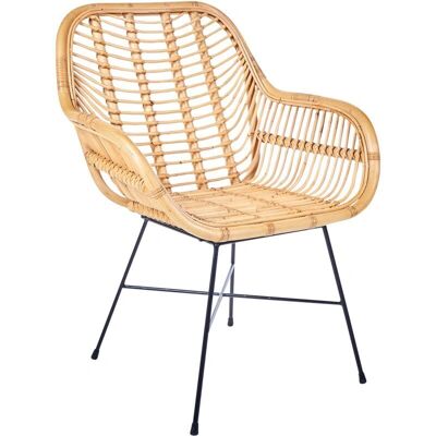 Fauteuil en rotin Beliani - Naturel, Siège profond, Pieds en métal - Publicité Fauteuil en rotin Beliani - Naturel, Siège profond, Pieds en métal - Publicité
