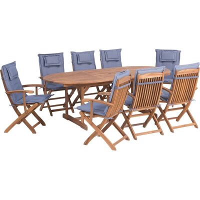 Ensemble de Repas Extérieur Beliani MAUI Bois d’Acacia 8 Places - Publicité Ensemble de Repas Extérieur Beliani MAUI Bois d’Acacia 8 Places - Publicité