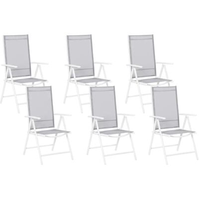 Set di Sedie da Giardino Beliani - Pieghevoli, Reclinabili, Alluminio - 6 pz Set di Sedie da Giardino Beliani - Pieghevoli, Reclinabili, Alluminio - 6 pz