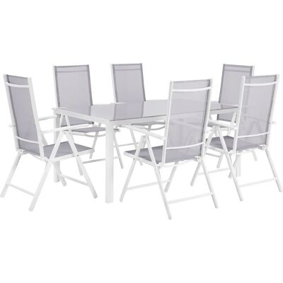 Set da pranzo da giardino Beliani Catania Grigio - 6 posti, Alluminio, Moderno Set da pranzo da giardino Beliani Catania Grigio - 6 posti, Alluminio, Moderno
