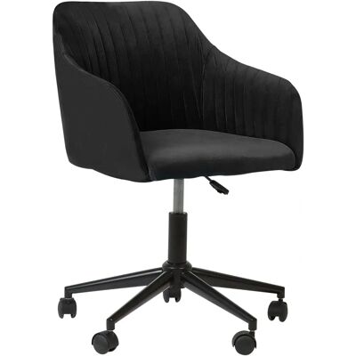 Sedia da ufficio in velluto nero regolabile in altezza - Beliani Sedia da ufficio in velluto nero regolabile in altezza - Beliani