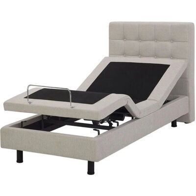 Beliani Elektrisches Bett Beige - Verstellbares Einzelbett mit Fernbedienung Beliani Elektrisches Bett Beige - Verstellbares Einzelbett mit Fernbedienung
