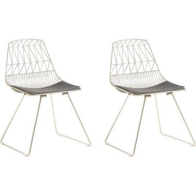 Beliani Set di 2 Sedie da Pranzo in Metallo Dorato con Sedile in Pelle Sintetica Nera - Sedie da Pranzo Beliani Set di 2 Sedie da Pranzo in Metallo Dorato con Sedile in Pelle Sintetica Nera - Sedie da Pranzo