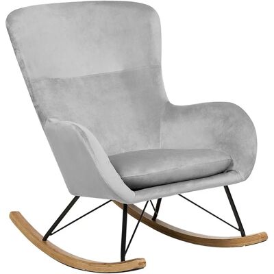Fauteuil à Bascule en Velours Gris Clair - Beliani - Chaise Longue Moderne - Publicité Fauteuil à Bascule en Velours Gris Clair - Beliani - Chaise Longue Moderne - Publicité
