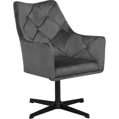 Beliani VAKSALA Sillón de Terciopelo Gris Oscuro - Sillón Beliani VAKSALA Sillón de Terciopelo Gris Oscuro - Sillón