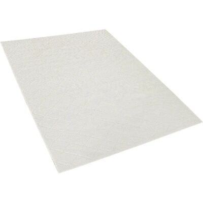 Alfombra Beliani Blanco Crema de Lana y Algodón - Rectangular, A Mano, 140x200cm Alfombra Beliani Blanco Crema de Lana y Algodón - Rectangular, A Mano, 140x200cm