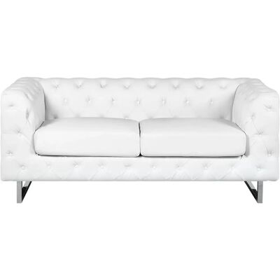 Beliani Valkoinen Faux Leather Chesterfield 2-hengen Sohva - Sohva Beliani Valkoinen Faux Leather Chesterfield 2-hengen Sohva - Sohva