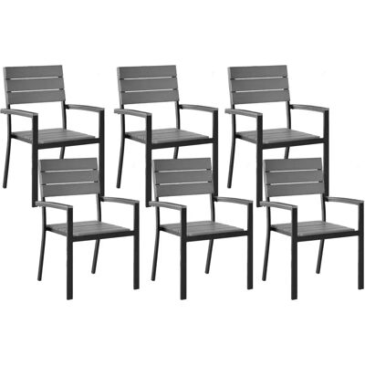 Set di 6 sedie da giardino Beliani - Alluminio resistente alle intemperie e legno Set di 6 sedie da giardino Beliani - Alluminio resistente alle intemperie e legno