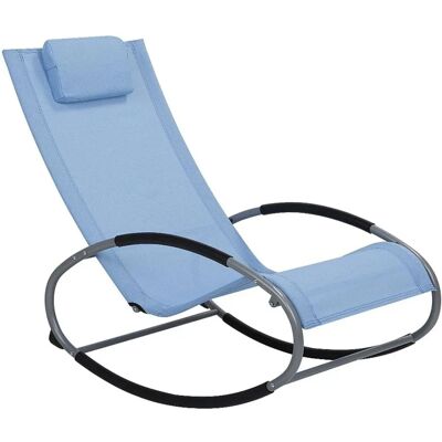 Sdraio a dondolo Beliani Blu - Design ergonomico, Ruote in acciaio, Cuscino removibile - Lettino da giardino Sdraio a dondolo Beliani Blu - Design ergonomico, Ruote in acciaio, Cuscino removibile - Lettino da giardino
