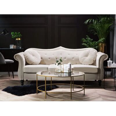 Beliani Samettisohva Beige 3-istuttava Glam - Sohva Beliani Samettisohva Beige 3-istuttava Glam - Sohva