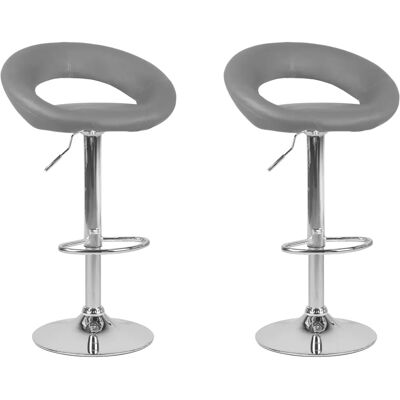 Set di 2 sgabelli da bar grigi in simil pelle girevoli - Sgabelli da bar Set di 2 sgabelli da bar grigi in simil pelle girevoli - Sgabelli da bar
