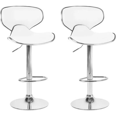 Beliani Set di 2 Sedie Bar in Ecopelle Bianco - Sedie da Bar Beliani Set di 2 Sedie Bar in Ecopelle Bianco - Sedie da Bar
