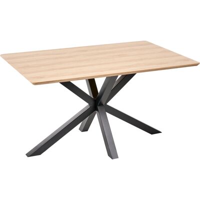 Tavolo da pranzo Beliani Legno chiaro e gambe in metallo nero - 140x80cm - 6 posti Tavolo da pranzo Beliani Legno chiaro e gambe in metallo nero - 140x80cm - 6 posti